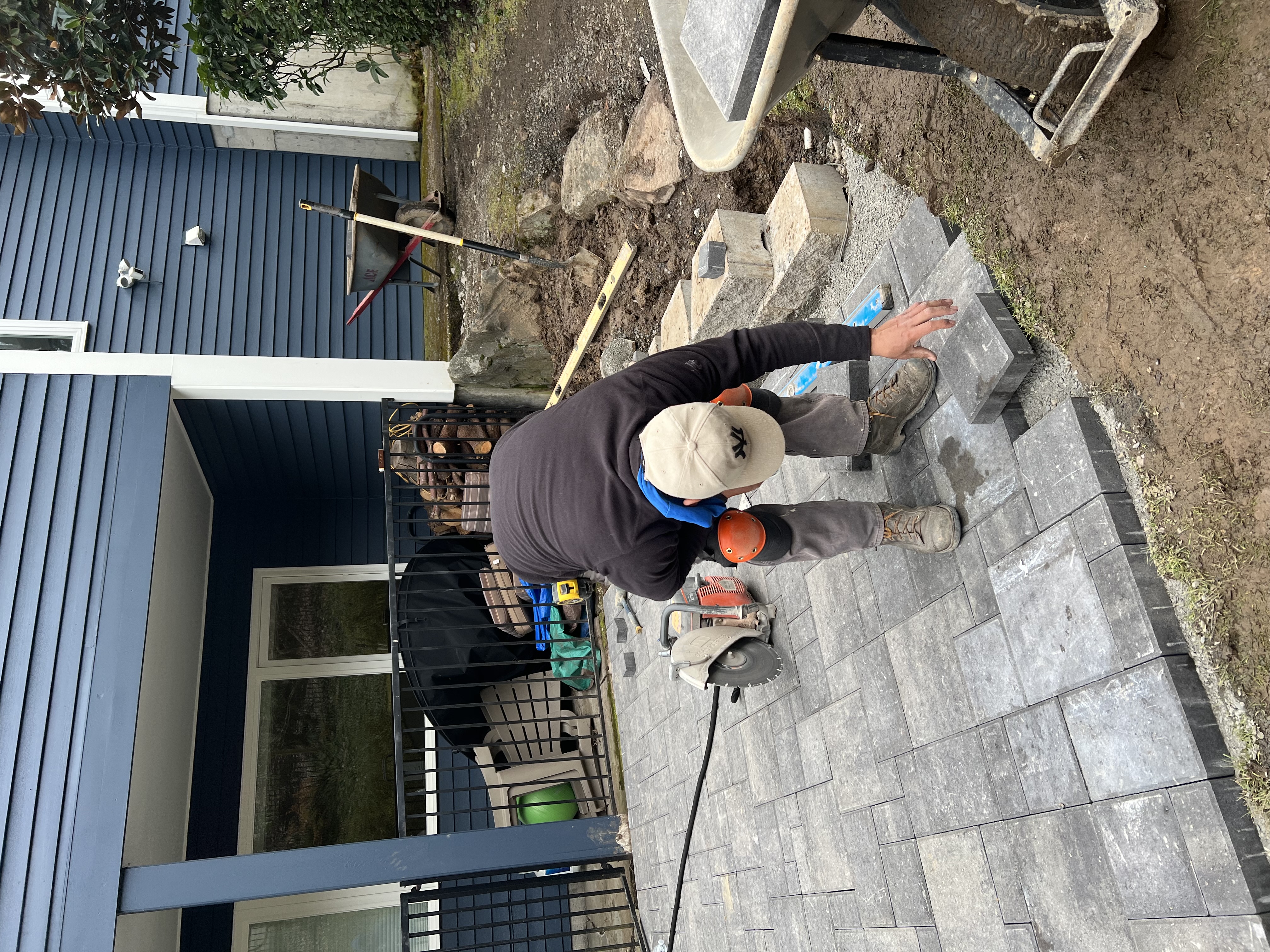 Paver installation in progress