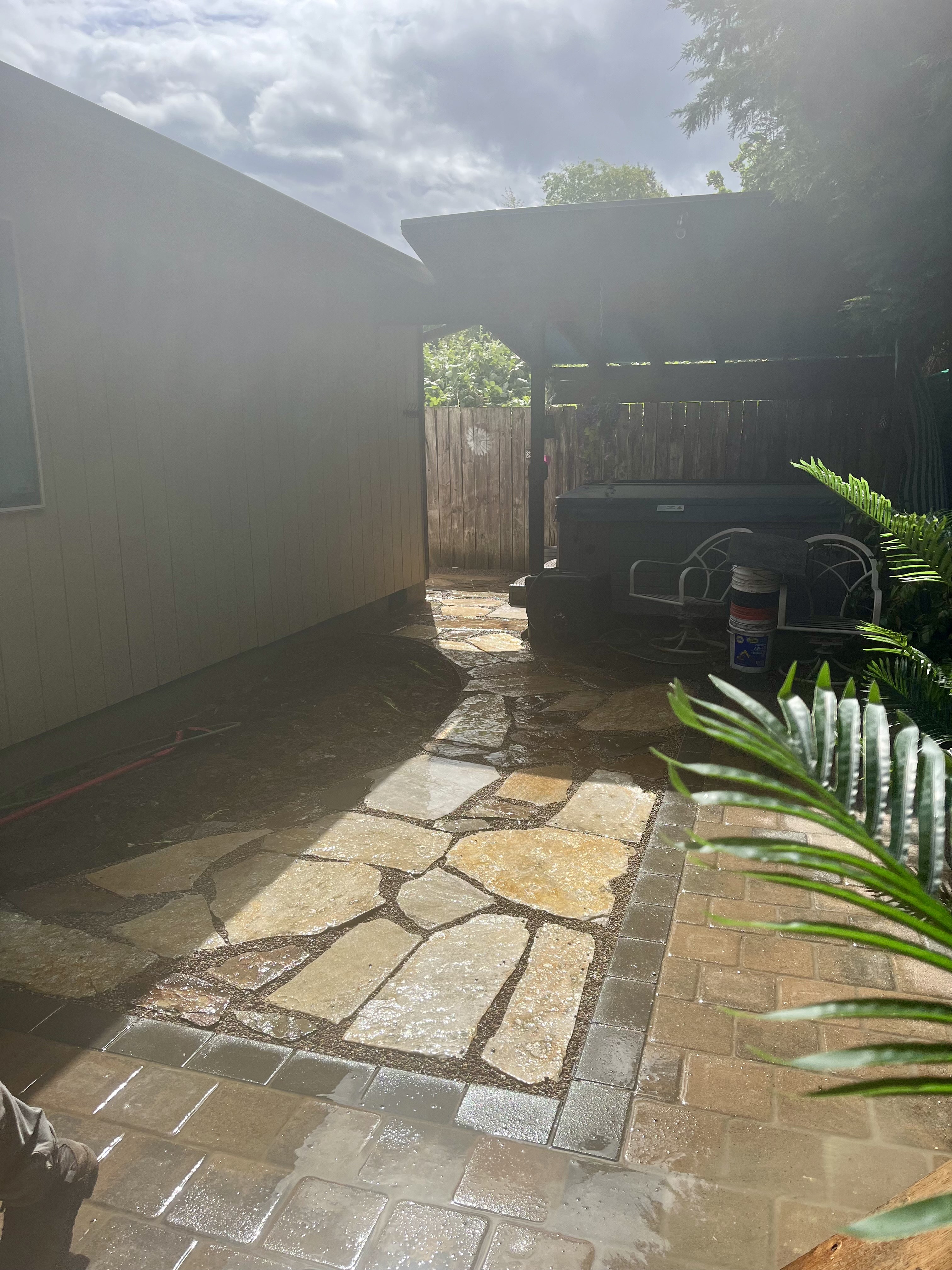 Flagstone with paver border