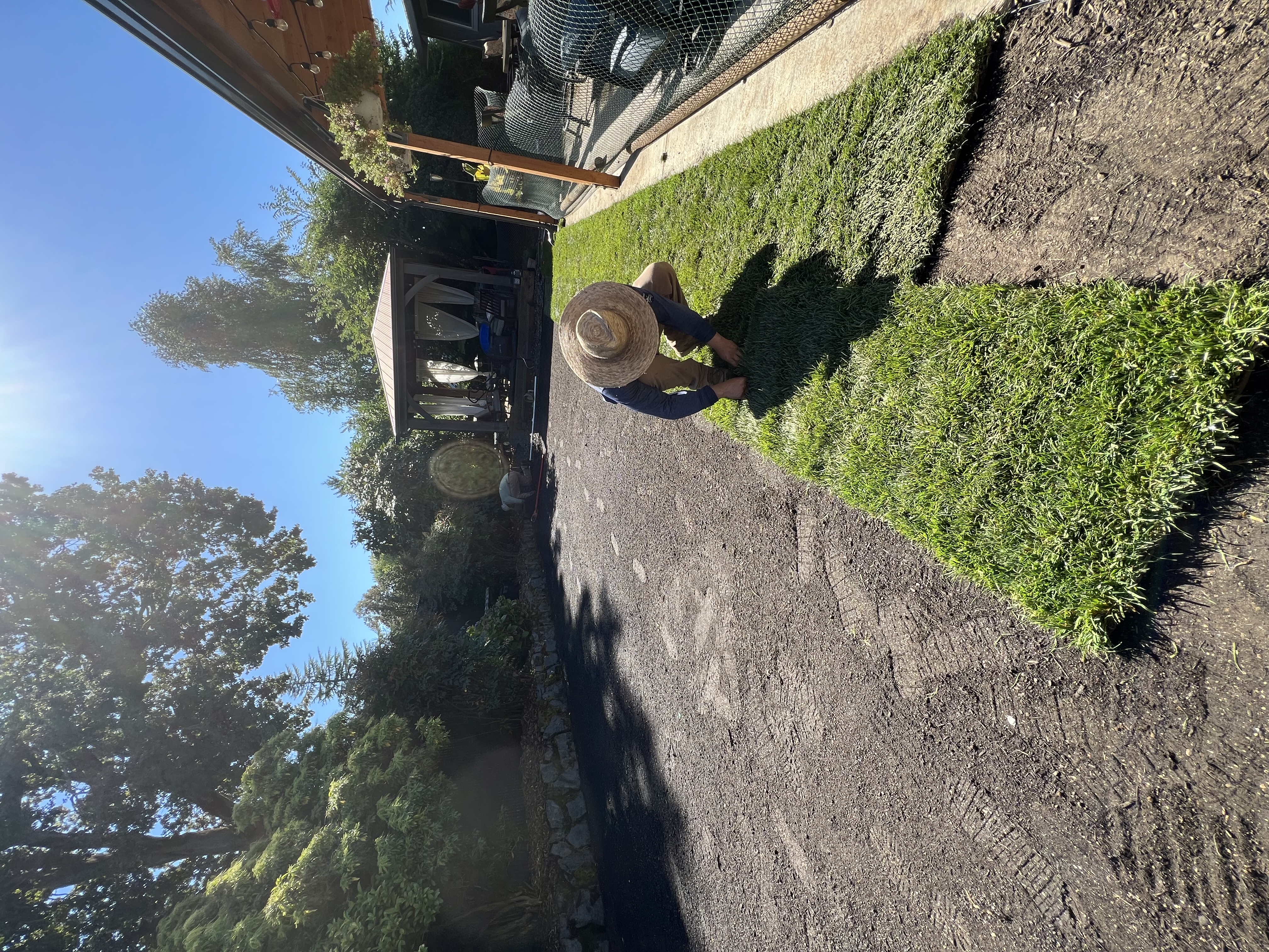 Turf installation in progress