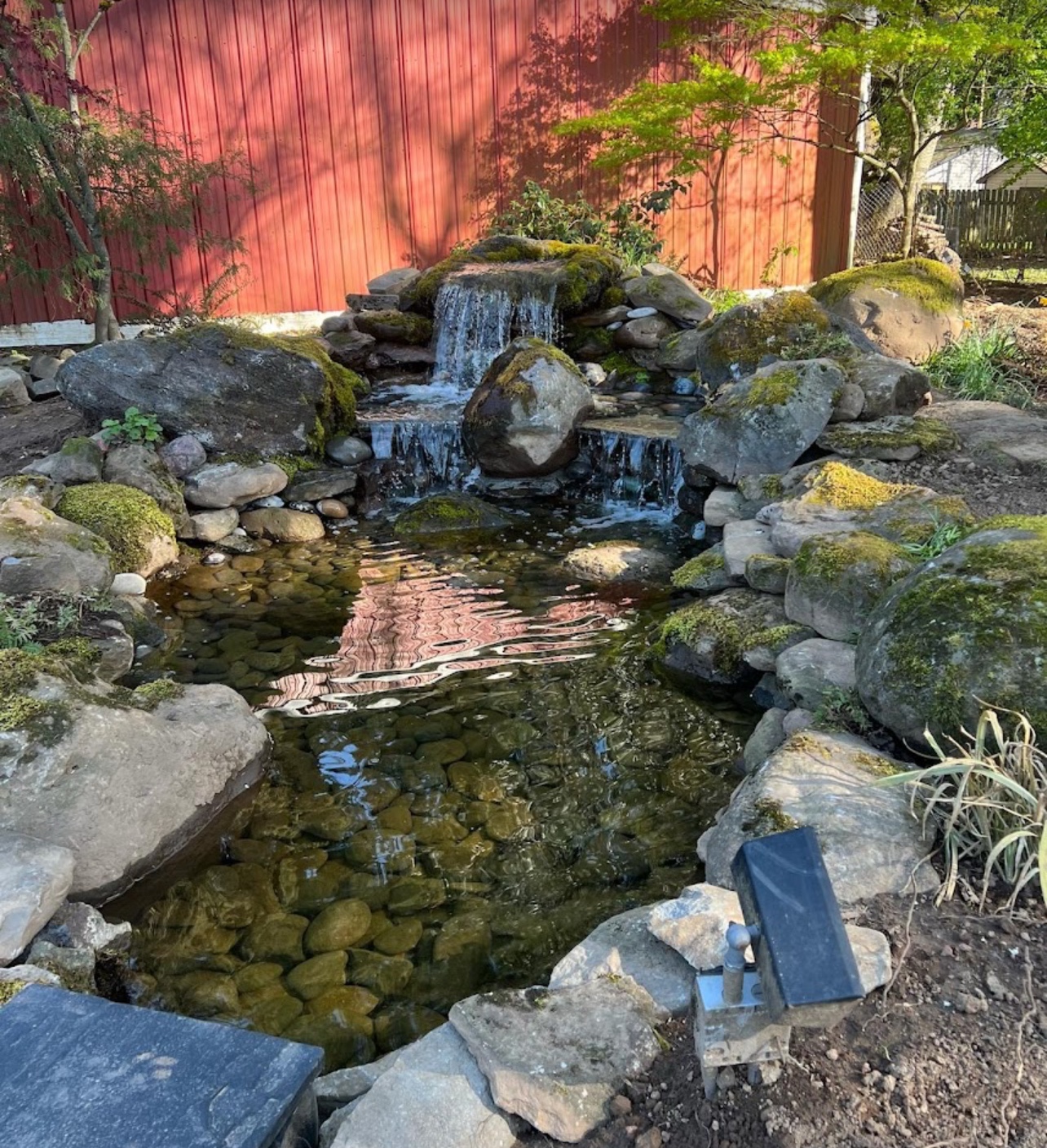 Water feature pond with falls
