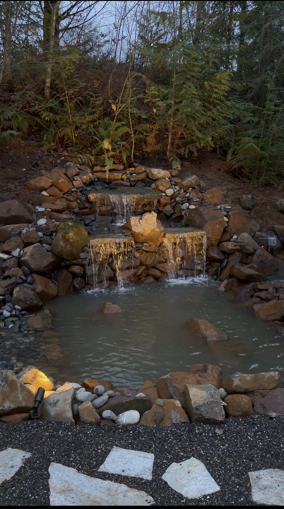 Rock waterfall water feature